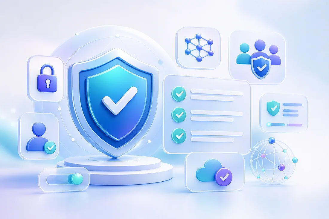 Responsible AI and privacy shield illustration